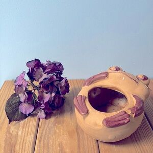 Cute Frog Hand-painted Planter Garden Home Decor Adorable Brown Pot Flower Vase!